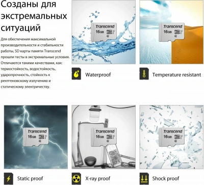 KALAM.KZ - Карта памяти 16GB, 16GB Class 10 U1 Transcend TS16GUSD300S