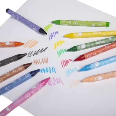 KALAM.KZ - Мелки восковые 12 цветов, набор, картонная упаковка Hatber