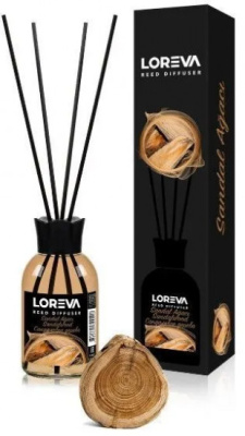 Освежитель-Аромадиффузор 55мл, Loreva с эфирными маслами с палочками, "Сандал"