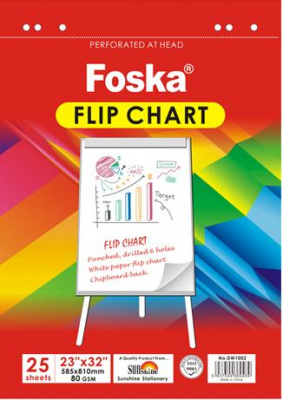 Блок бумаги для флипчарта, 58.4х81.3см, 25л, неразлинованный Foska
