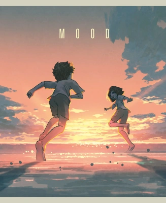 Тетрадь 80л, А5, клетка, скрепка, на закате, Эксмо