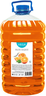 Мыло жидкое 5л Апельсин в бутылке, "Vega "