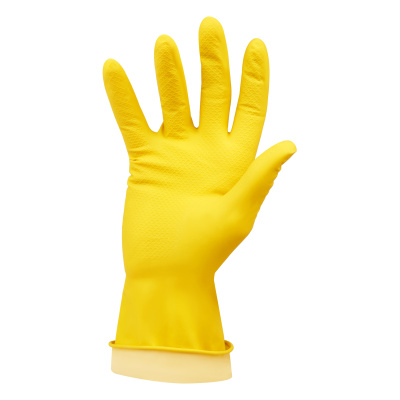 KALAM.KZ - Перчатки резиновые S универсальные, желтые, 1 пара в уп. OfficeClean