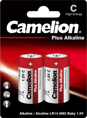 Батарейка C, 1.5V, Plus Alkaline, 8000 mAh, (блистер 2шт) Camelion