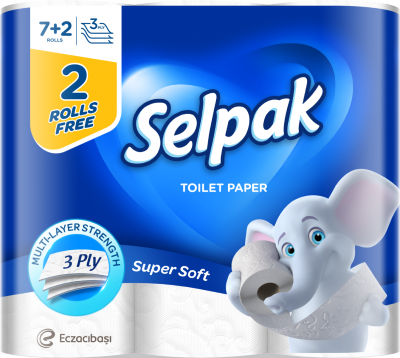 Туалетная  бумага, в уп.7+2 шт, 3-х слойная,Selpak Promo