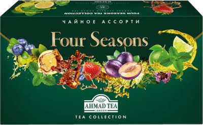 KALAM.KZ - Подарочный набор чая 90 пакетиков Ahmad Tea, Чайное ассорти 4 сезона, 15 вкусов 