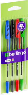 KALAM.KZ - Набор ручек шариковых  1,0мм., 4цв.,  Berlingo "Tribase"