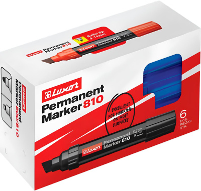 KALAM.KZ - Маркер перманентный, 5-14мм, скошенный наконечник, "810", синий, Luxor купить KALAM.KZ - Маркер перманентный, 5-14мм, скошенный наконечник, "810", синий, Luxor