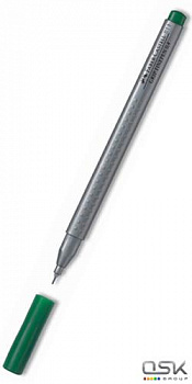Ручка капилярная, 0,4мм, трехгранная форма, антискользящая зона, зеленая Faber-Castell