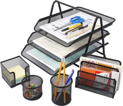 KALAM.KZ - Набор настольный 5 предметов, металл, сетчатый, черный Foska купить KALAM.KZ - Набор настольный 5 предметов, металл, сетчатый, черный Foska