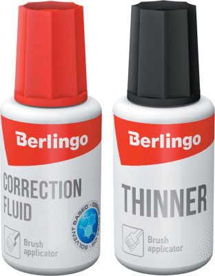 Корректирующая жидкость+разбавитель, 2штx20мл, набор Berlingo Корректирующая жидкость+разбавитель, 2штx20мл, набор Berlingo