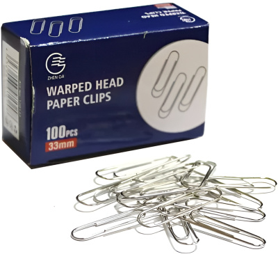 KALAM.KZ - Скрепки 33мм, 100шт, круглые, никелированные, с загибом Zhenda купить KALAM.KZ - Скрепки 33мм, 100шт, круглые, никелированные, с загибом Zhenda