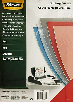 KALAM.KZ - Обложка для переплета, А4, 200микр, пластиковая, прозрачная красная "Fellowes Transparent"