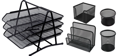 KALAM.KZ - Набор настольный 5 предметов, металл, сетчатый, черный Foska купить KALAM.KZ - Набор настольный 5 предметов, металл, сетчатый, черный Foska