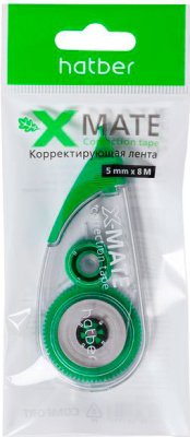 Корректирующая лента 8м, ширина 5 мм, серия "X-Mate Comfort", в пакете,"Hatber" Корректирующая лента 8м, ширина 5 мм, серия "X-Mate Comfort", в пакете,"Hatber"
