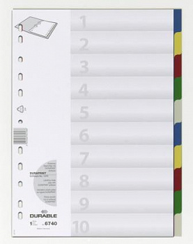 KALAM.KZ - Разделитель 1-10, А4, 10л, пластик, цветной Durable