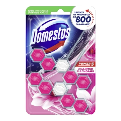 Блок для унитаза, DOMESTOS, ледяная магнолия, 2х55гр Блок для унитаза, DOMESTOS, ледяная магнолия, 2х55гр