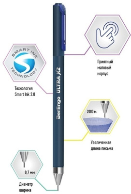 KALAM.KZ - Ручка шариковая 0,7мм, синяя, Berlingo "Ultra X2" игольчатый пишущий узел купить KALAM.KZ - Ручка шариковая 0,7мм, синяя, Berlingo "Ultra X2" игольчатый пишущий узел