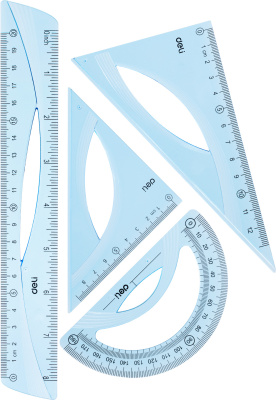 Набор для черчения (треугольник .2 шт, линейка 20 см,транспортир), Deli Набор для черчения (треугольник .2 шт, линейка 20 см,транспортир), Deli