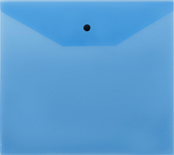 KALAM.KZ - Папка-конверт на кнопке А5+, 120мкм, пластик, прозрачная синяя Стамм